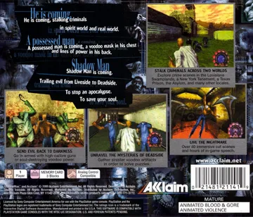 Shadow Man (US) box cover back